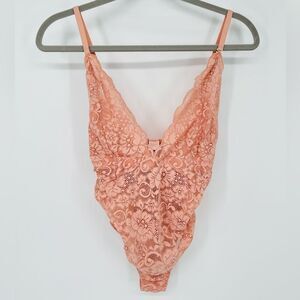 NWT We Are Hah X Free People Lace Pink Bodysuit Medium